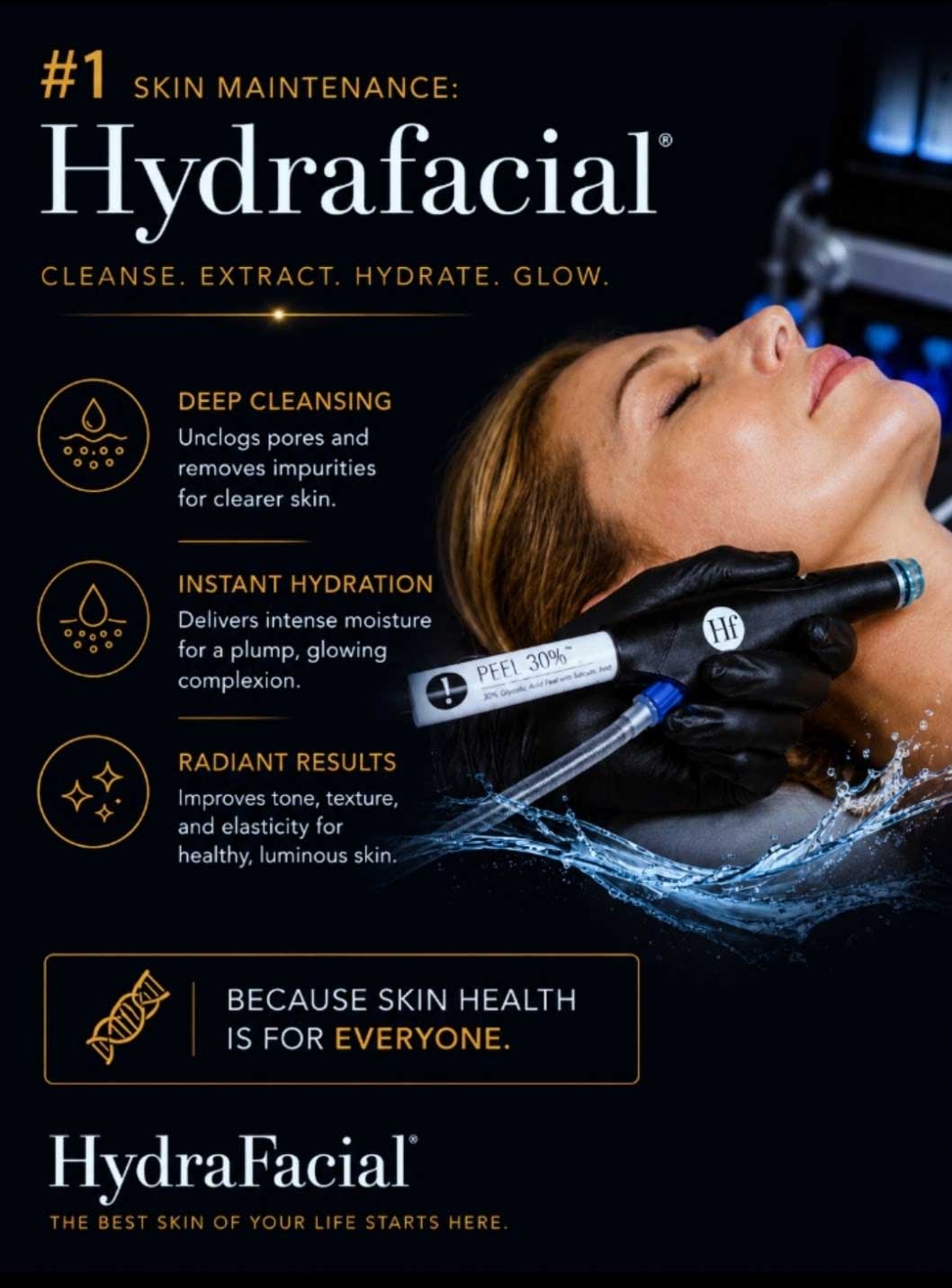 Hydrafacial treatment with deep cleansing extraction hydration and skin rejuvenation in Charlotte NC